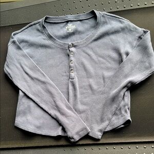 Blue Long Sleeve Henley Top